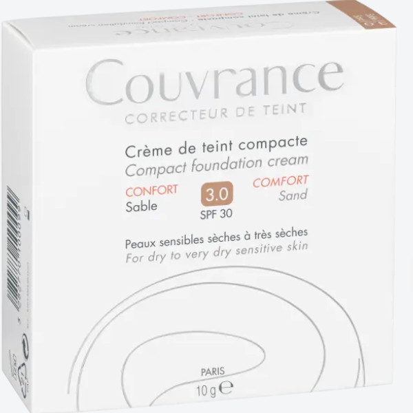 Agua termal Avène Hidroterapia de Avène Couvrance Crema Compacta Confort Arena Corrige imperfecciones - Unifica el tono de piel - Maquillaje