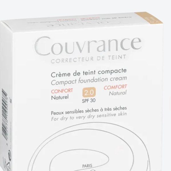 Agua termal Avène Hidroterapia de Avène Couvrance Crema Compacta Confort Natural Corrige imperfecciones - Unifica el tono de piel - Maquillaje