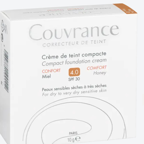 Agua termal Avène Hidroterapia de Avène Couvrance Crema Compacta Confort Miel Corrige imperfecciones - Unifica el tono de piel - Maquillaje