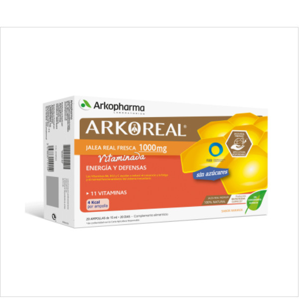 Arkopharma fitoterapia en cápsulas Arkoreal® Jalea Real Fresca 1000 mg Vitaminada SIN AZÚCAR