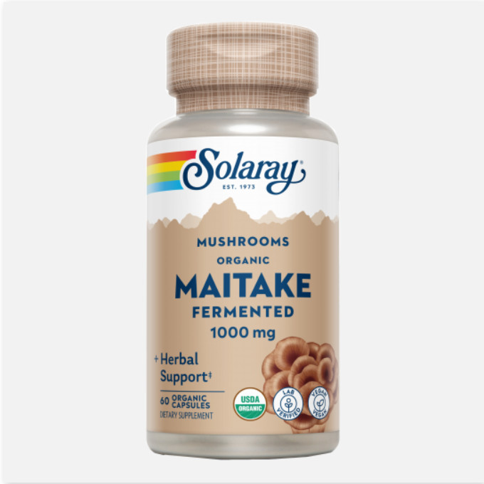 SOLARAY Maitake 500 Mg- 60 VegCaps-Orgánico. Sin Gluten. Apto Para Veganos