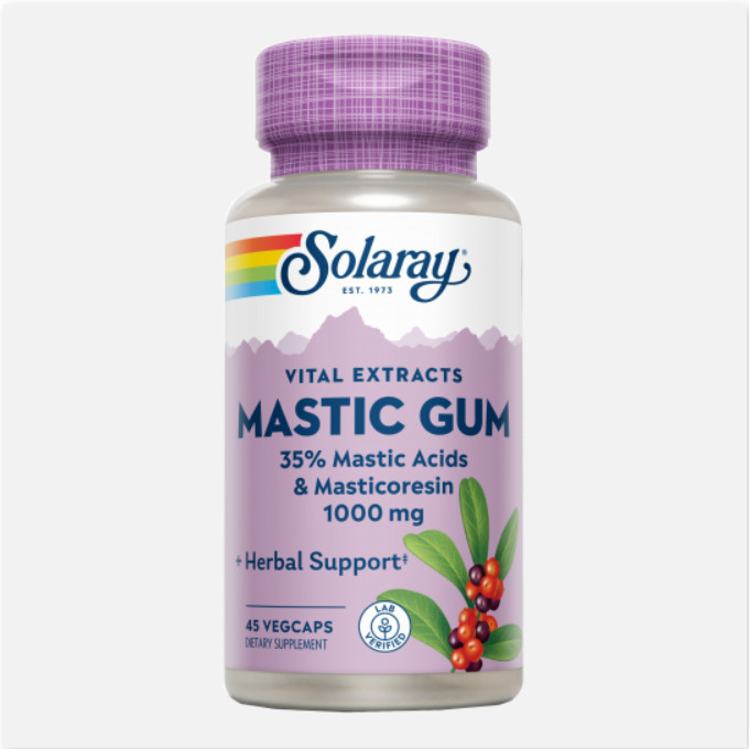 SOLARAY Mastic Gum- 45 VegCaps. Apto Para Veganos