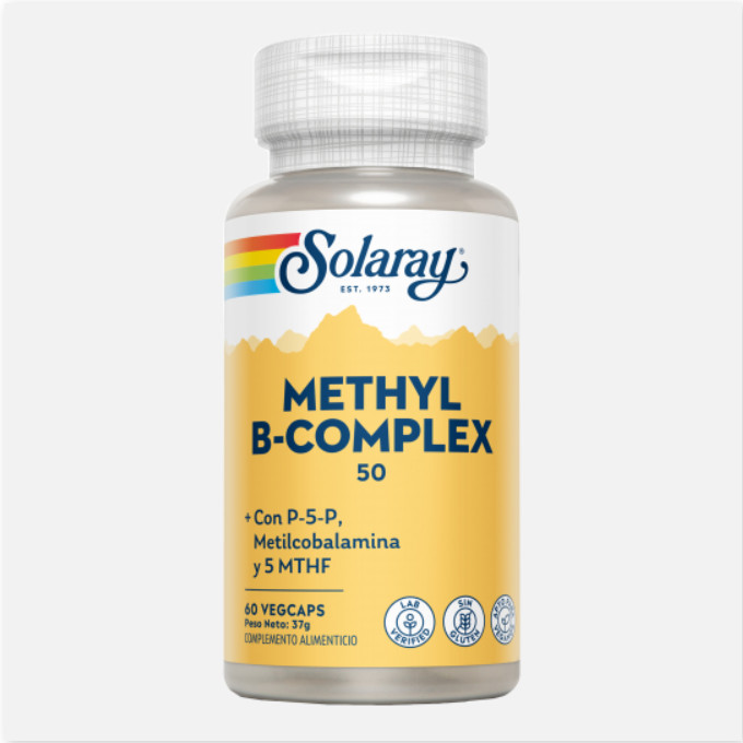 SOLARAY Methyl B-Complex 50- 60 VegCaps. Sin Gluten. Apto Para Veganos