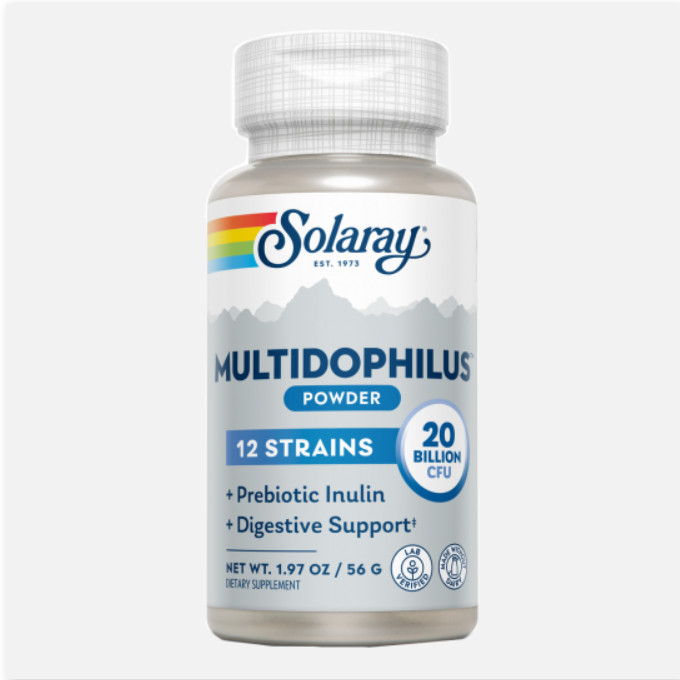 SOLARAY Multidophilus™12 - 50 VegCaps Con Recubrimiento Entérico, Sin Leche. Con Inulina. Apto Para Veganos