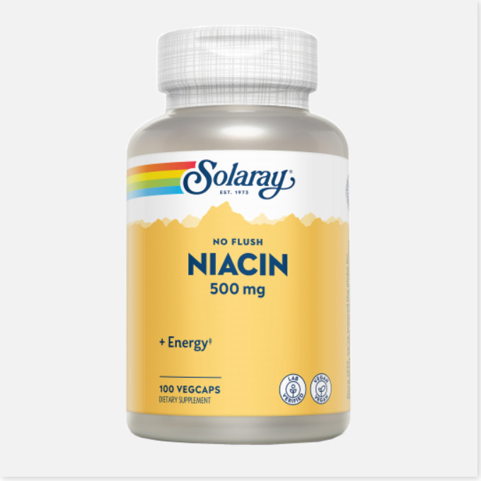 SOLARAY Niacin 500 Mg (No Ruborizante)- 100 VegCaps. Apto Para Veganos