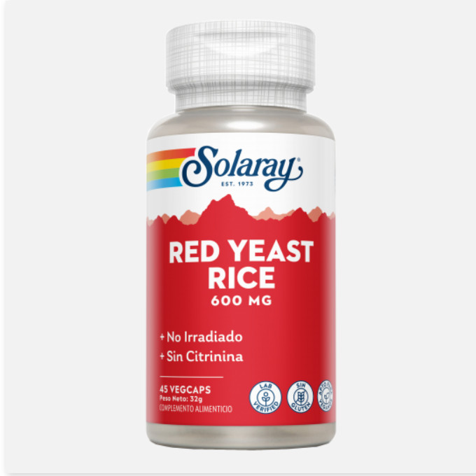 SOLARAY Red Yeast Rice-45 VegCaps. Sin Gluten. Apto Para Veganos