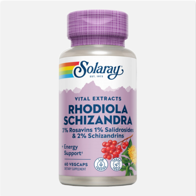 SOLARAY Schizandra & Rhodiola 500 Mg- 60 VegCaps.Apto Para Veganos.