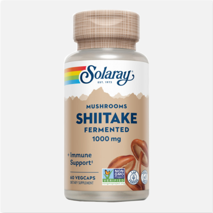 SOLARAY Shiitake 500 Mg - 60 Vegcaps. Orgánico. Sin Gluten. Apto Para Veganos