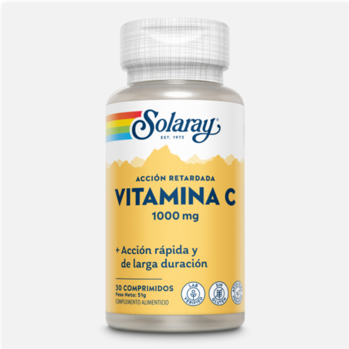 SOLARAY Small Vit. C 1000 Mg- 30 Comprimidos A/R. Sin Gluten. Apto Para Veganos