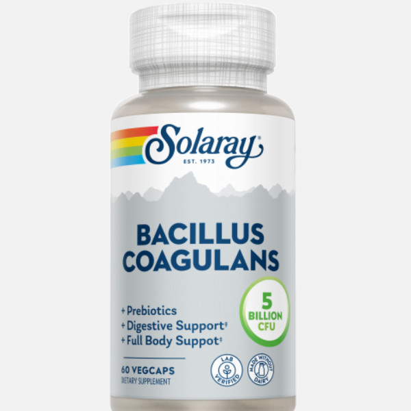 SOLARAY Bacillus Coagulans - 60 Vegcaps. Sin Leche. Apto Para Veganos.