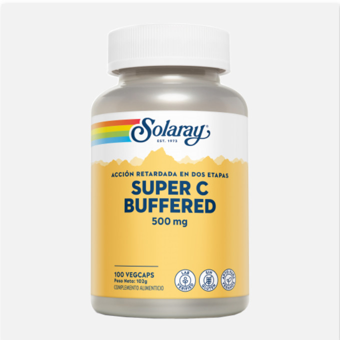 SOLARAY Super Vitamin C A/R- 100 VegCaps. Sin Gluten. Apto Para Veganos