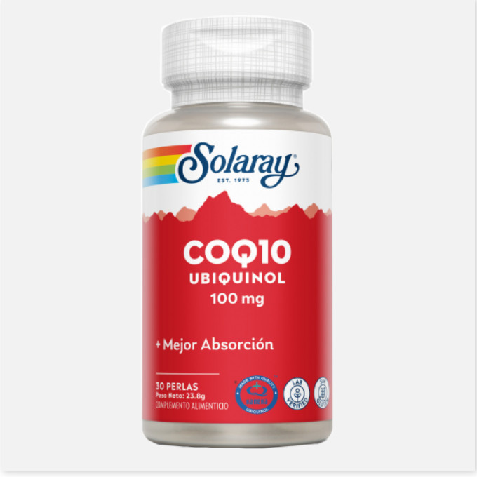 SOLARAY Ubiquinol (Kaneka) CoQ-10- 100mg- 30 Perlas. Sin Gluten