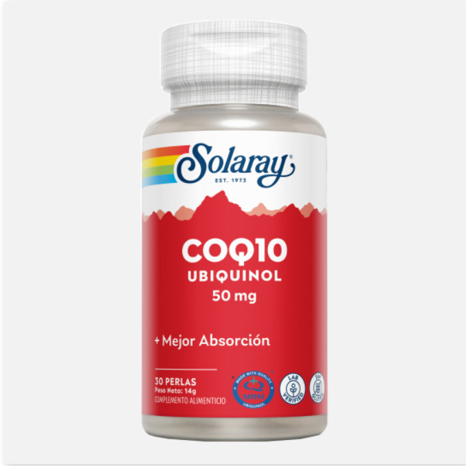 SOLARAY Ubiquinol (Kaneka) CoQ10 50 Mg- 30 Perlas. Sin Gluten