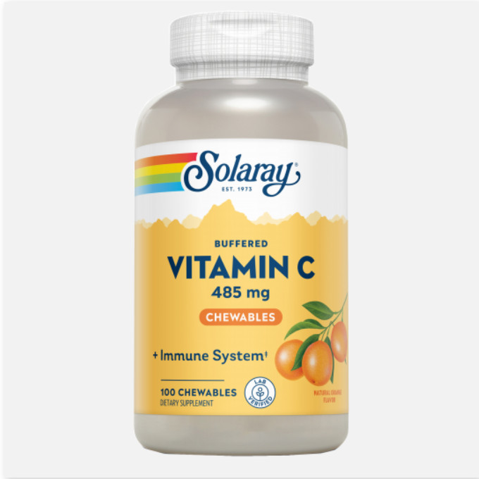 SOLARAY Vitamina C- 100 Comprimidos Masticables Naranja. Apto Para Veganos