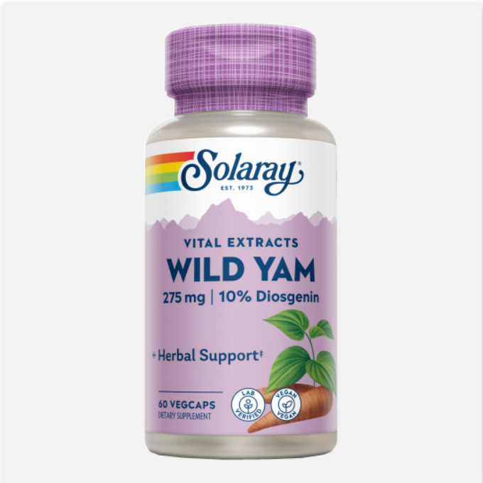 SOLARAY Wild Yam - 60 VegCaps. Apto Para Veganos