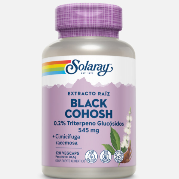 SOLARAY Black Cohosh (Cimicifuga) 120 VegCaps. Sin Gluten. Apto Para Veganos.