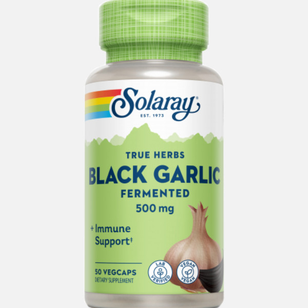 SOLARAY Black Garlic Bulb (Ajo Negro) 500 Mg- 50 VegCaps. Apto Para Veganos