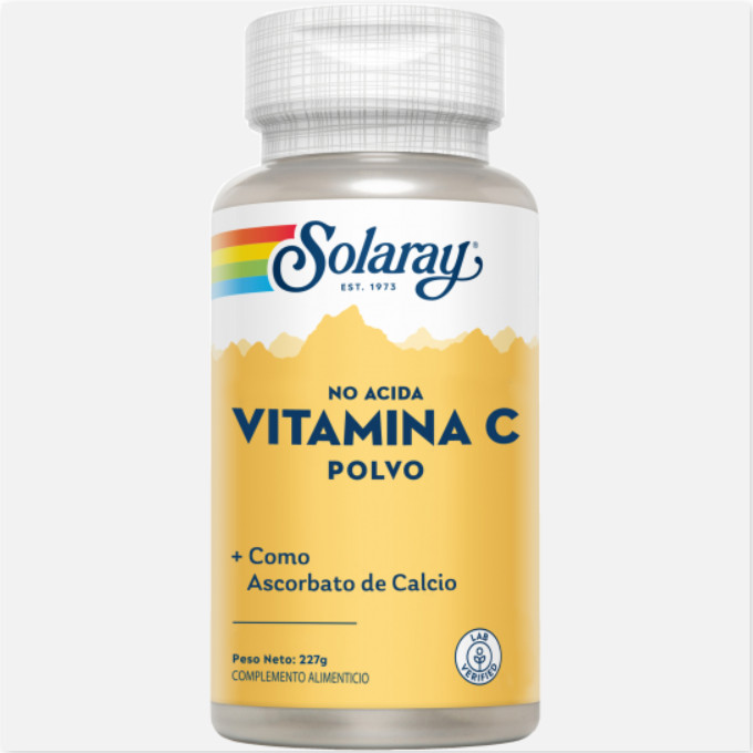 SOLARAY Buffered Vitamin C Powder 5000 Mg - 227 G. Apto Para Veganos