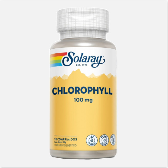 SOLARAY Chlorophyll-90 Comprimidos. Sin Gluten. Apto Para Veganos