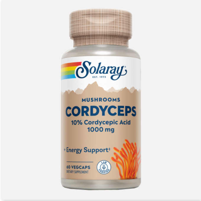 SOLARAY Cordyceps Ext.-60 VegCaps. Apto Para Veganos. Sin Gluten.