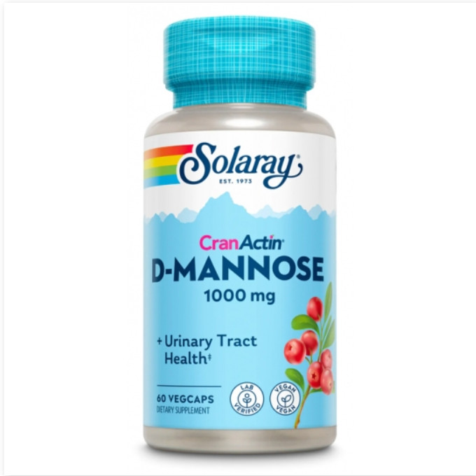 SOLARAY D-Mannose Con Cranactin®- 60 VegCaps. Apto Para Veganos