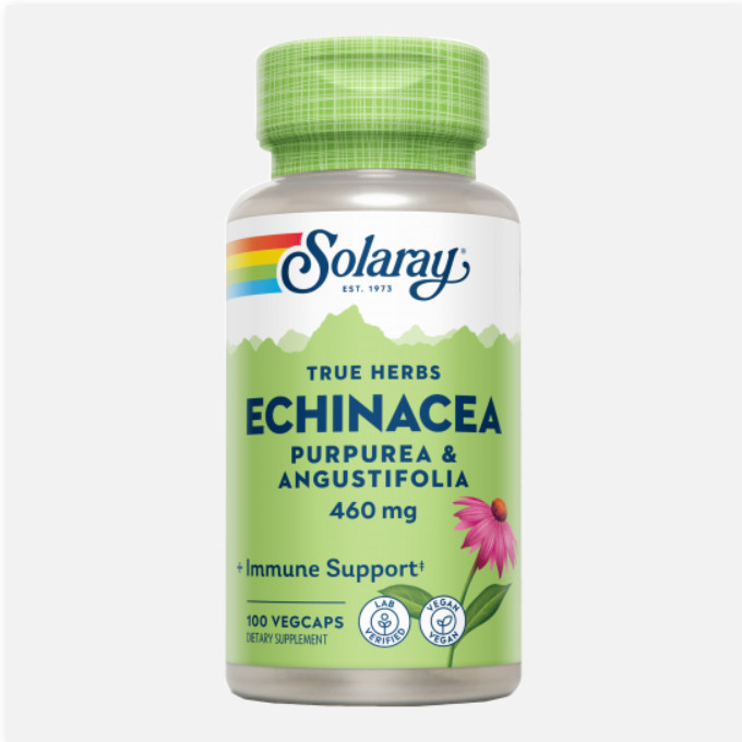 SOLARAY Echinacea -100 VegCaps. Apto Para Veganos