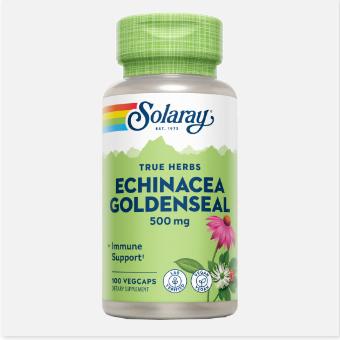 SOLARAY Echinacea Goldenseal -100 VegCaps. Apto Para Veganos