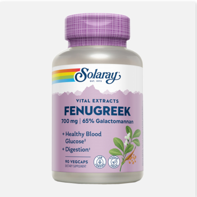 SOLARAY Fenugreek (Fenogreco)-90 VegCaps. Apto Para Veganos