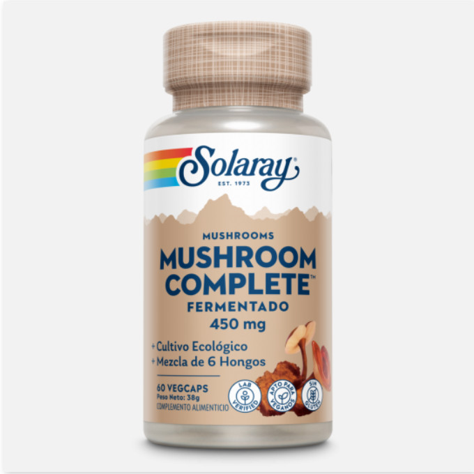 SOLARAY Fermented Mushroom Complete™-60 VegCaps. Orgánico. Sin Gluten. Apto Para Veganos