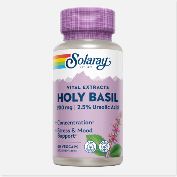 SOLARAY Holly Basil-60 VegCaps. Apto Para Veganos