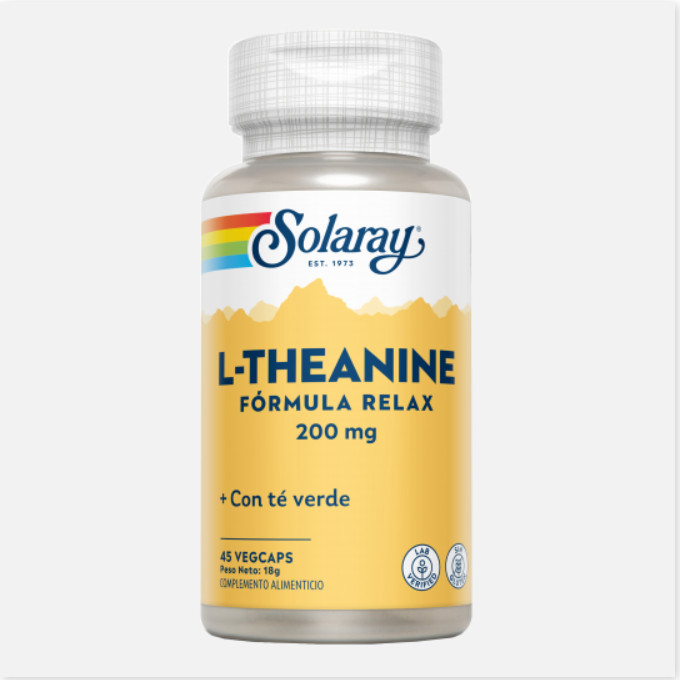 SOLARAY L-Theanine 200 Mg- 45 VegCaps. Sin Gluten. Apto Para Veganos