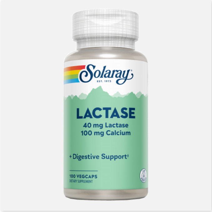 SOLARAY Lactase 40 Mg 4000 FCC- 100 VegCaps. Apto Para Veganos