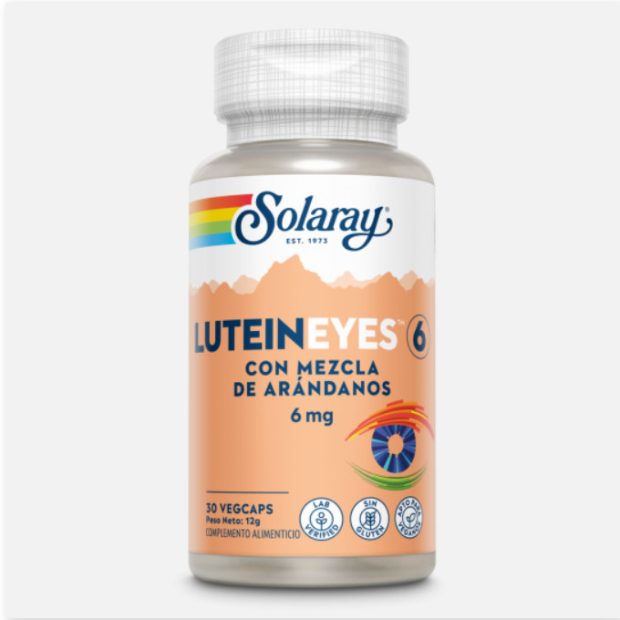 SOLARAY Lutein Eyes™ 6mg- 30 VegCaps. Sin Gluten. Apto Para Veganos