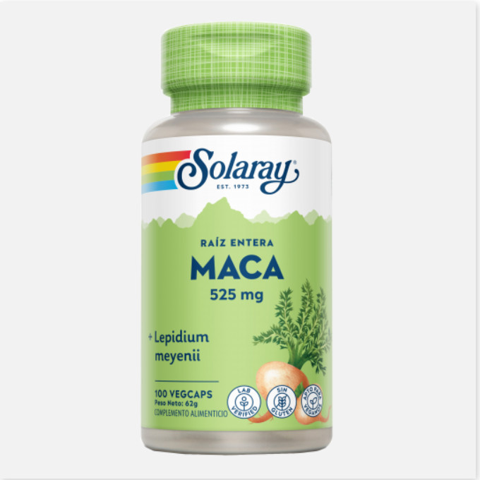 SOLARAY Maca-100 VegCaps. Sin Gluten. Apto Para Veganos