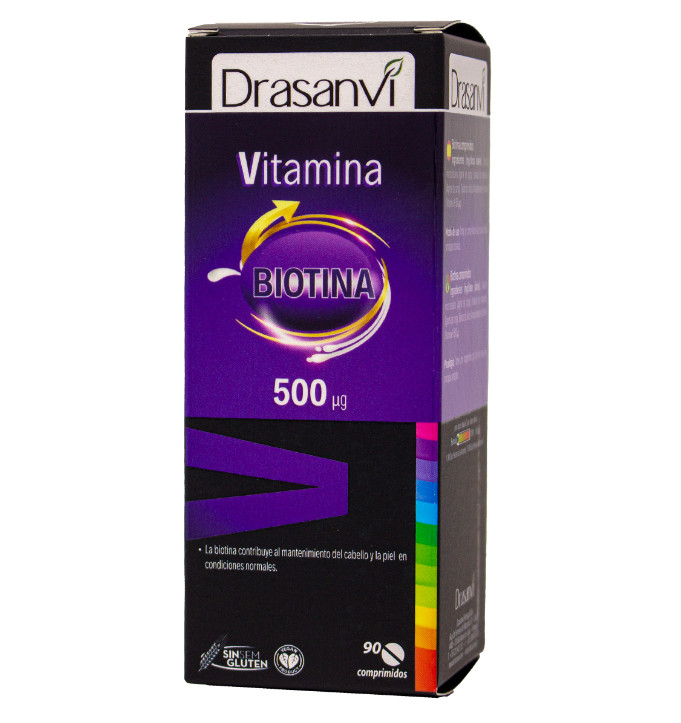 DRASANVI nutrición deportiva, alimentación bio y cosmética ecológica Vitamina H 500 µg Biotina 90 Comprimidos Drasanvi