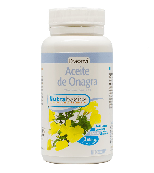 DRASANVI nutrición deportiva, alimentación bio y cosmética ecológica Aceite de Onagra 500 mg 110 Perlas Nutrabasics Drasanvi