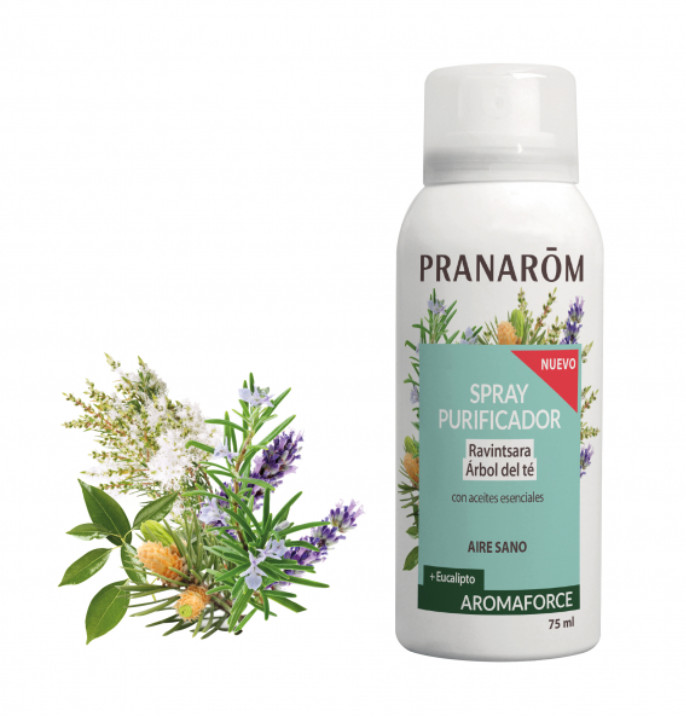 PRANAROM AROMATERAPIA fitoaromaterapia medicina natural Spray purificador - 75 ml Ravintsara - Árbol del té - Aire sano Campos de aplicación Purificador