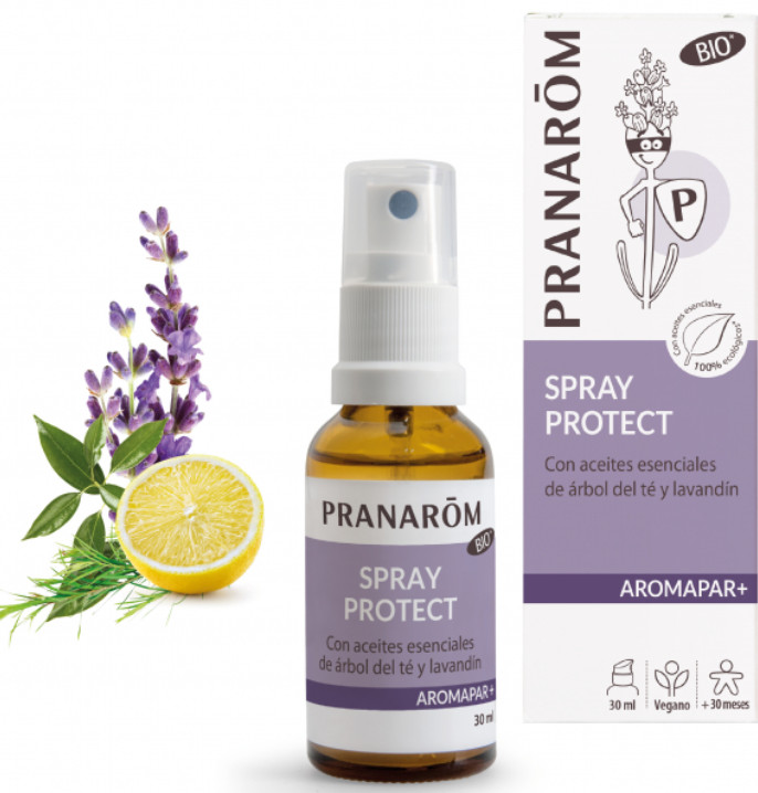 PRANAROM AROMATERAPIA fitoaromaterapia medicina natural Spray Protect - 30 ml Con árbol de té y lavandín Campos de aplicación Antipiojos