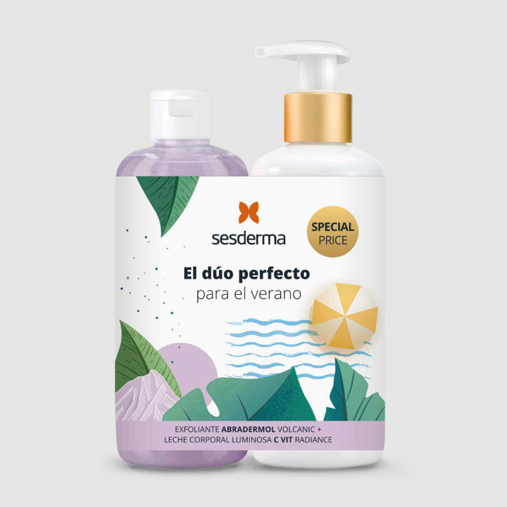 SESDERMA dermocosmetica Nanotech Listening to your skin PROMO VERANO: C-VIT RADIANCE corporal + ABRADERMOL VOLCANIC