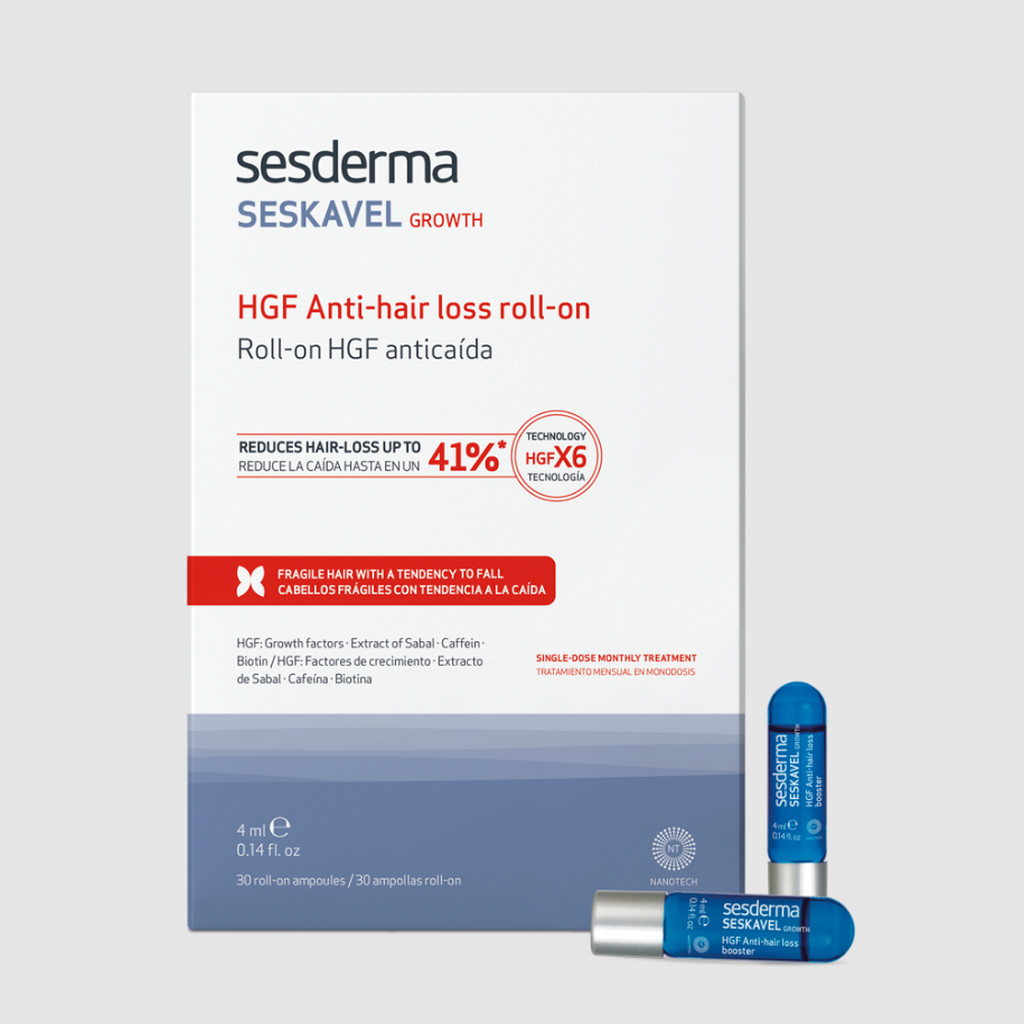SESDERMA dermocosmetica Nanotech Listening to your skin SESKAVEL GROWTH HGF anticaida 30 ampollas