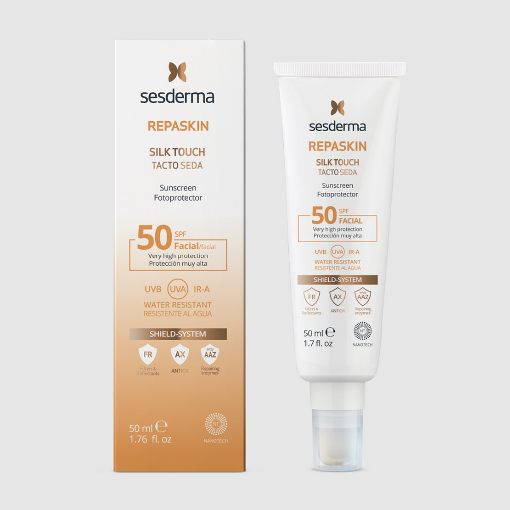 SESDERMA dermocosmetica Nanotech Listening to your skin REPASKIN Facial Tacto Seda SPF 50