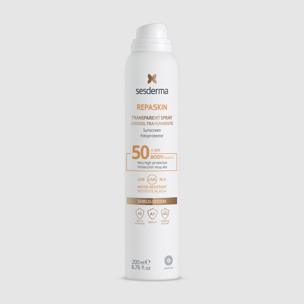 SESDERMA dermocosmetica Nanotech Listening to your skin REPASKIN Aerosol transparente SPF 50