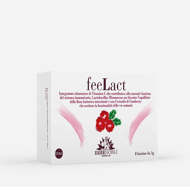 TERPENIC LABS feelact Complemento alimenticio de Vitamina C que contribuye al funcionamiento normal del sistema inmunológico, Lactobacillus Rhamnosus para favorecer el equilibrio de la flora bacteriana intestinal y con extracto de Arándano que apoya la funcionalidad del tracto urinario.