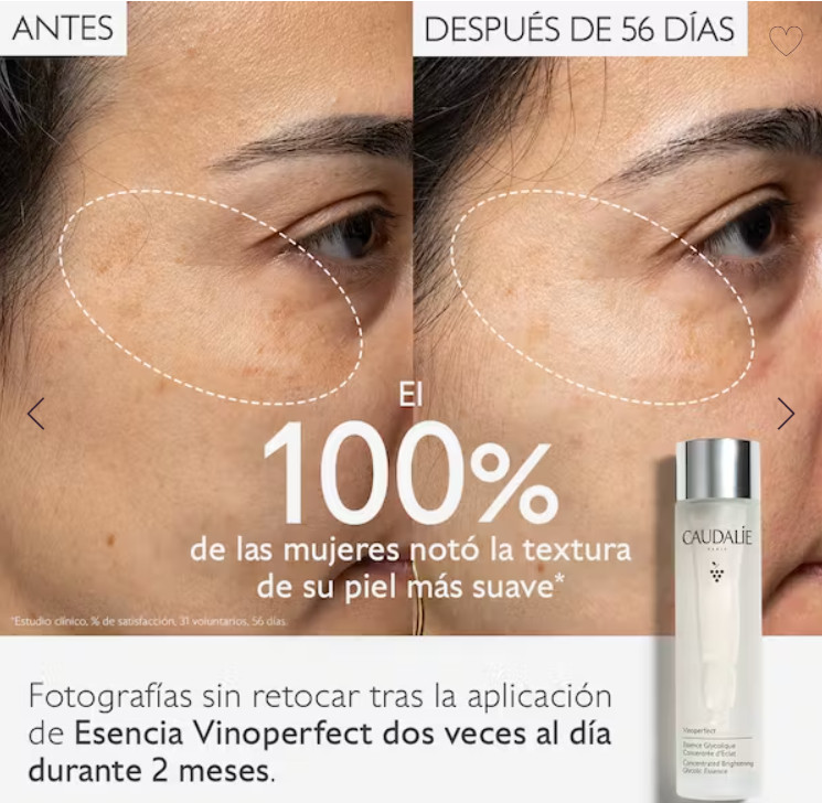 CAUDALIE los beneficios de la vid para el tratamiento y cuidado de la piel. Vinoperfect Esencia Glicólica Luminosidad
