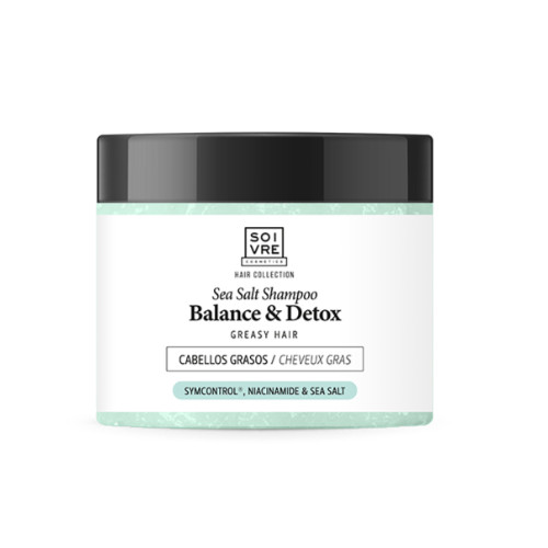 SOIVRE COSMETICS NUTRE, REPARA, FORTALECE, DENSIFICA E HIDRATA SU CABELLO CHAMPÚ DE SAL ANTIGRASA CAPILAR 350 G Balance & Detox Purifica y regula el sebo