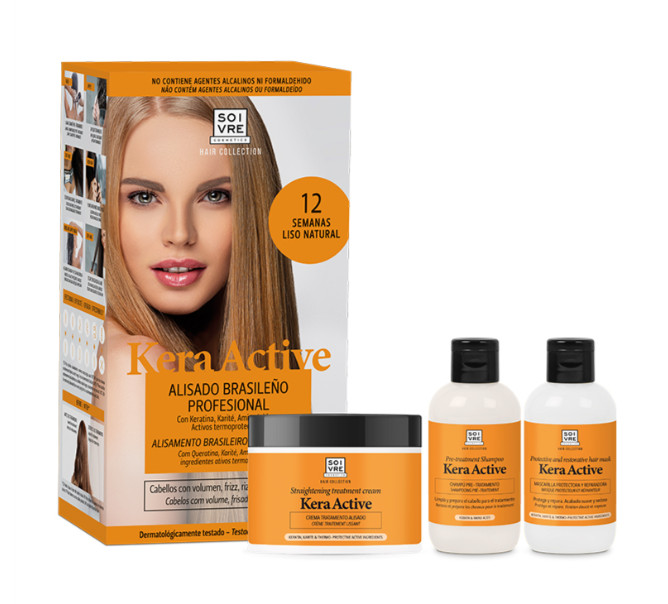 SOIVRE COSMETICS NUTRE, REPARA, FORTALECE, DENSIFICA E HIDRATA SU CABELLO KIT ALISADO BRASILEÑO 3 PRODUCTOS Kera Active Tratamiento alisado brasileño profesional
