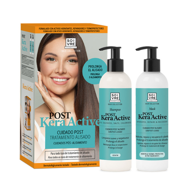 SOIVRE COSMETICS NUTRE, REPARA, FORTALECE, DENSIFICA E HIDRATA SU CABELLO KIT POST TRATAMIENTO 2 PRODUCTOS POST Kera Active Cuidado post tratamiento de alisado