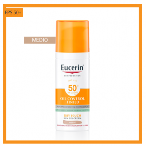 Eucerin productos dermocosméticos que cuidan la piel Sun Face Oil Control FPS 50+ con color tono medio