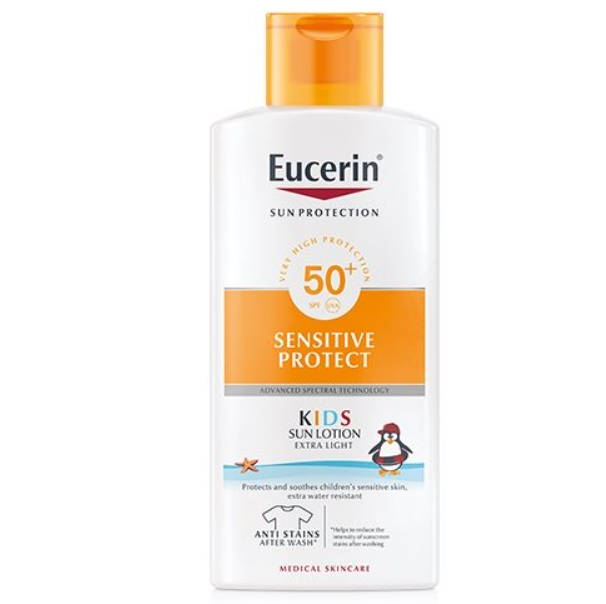 Eucerin productos dermocosméticos que cuidan la piel Kids Sun Lotion Sensitive Protect FPS 50+