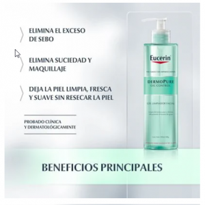 Eucerin productos dermocosméticos que cuidan la piel DERMOPURE OIL CONTROL Gel Limpiador